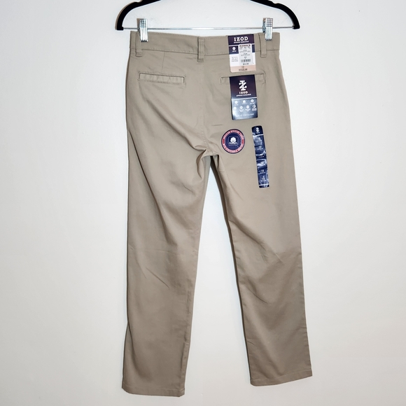 IZOD Boys Khaki Uniform Pants Slim Fit Stretch Size 12 NWT - Picture 3 of 10
